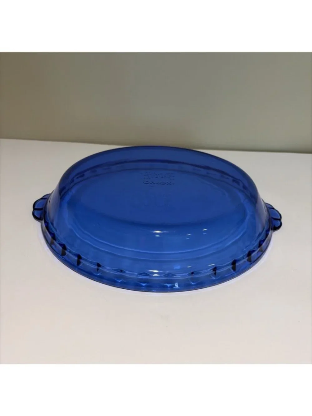 Vintage Pyrex Cobalt Blue Glass Fluted Pie Pan #229 Crimped Deep Dish Plate 9.5